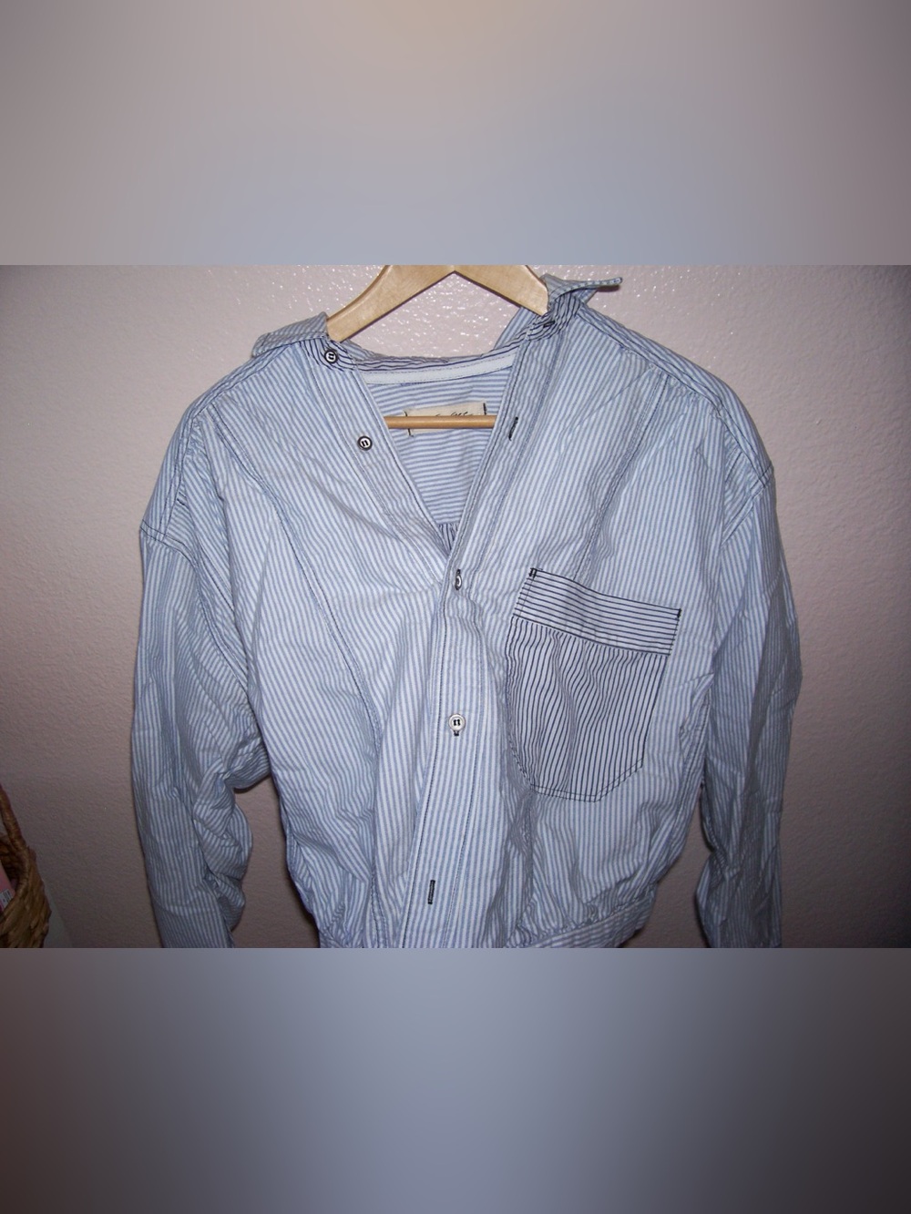 We The Free Light Blue Striped Button-Down Shirt